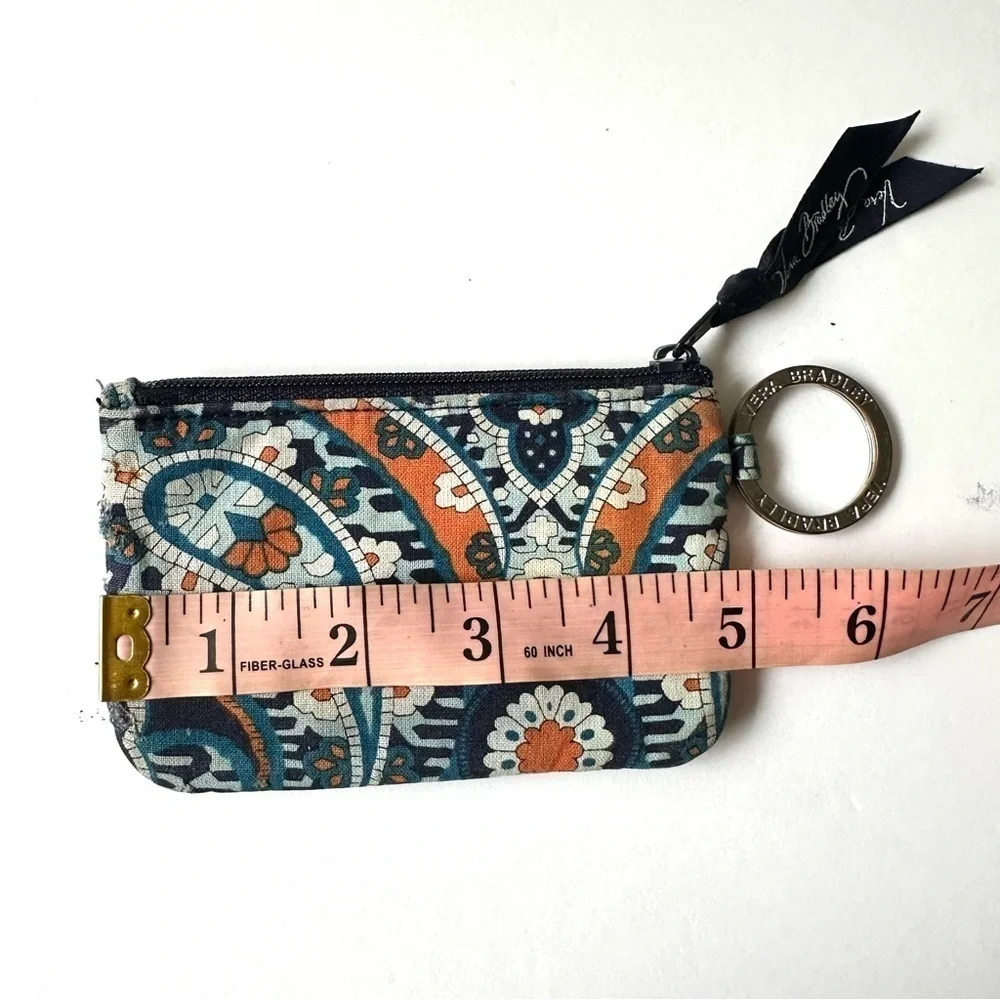 Vera Bradley 2 pieces In the Loop key ring blue orange wristlet strap ID holder